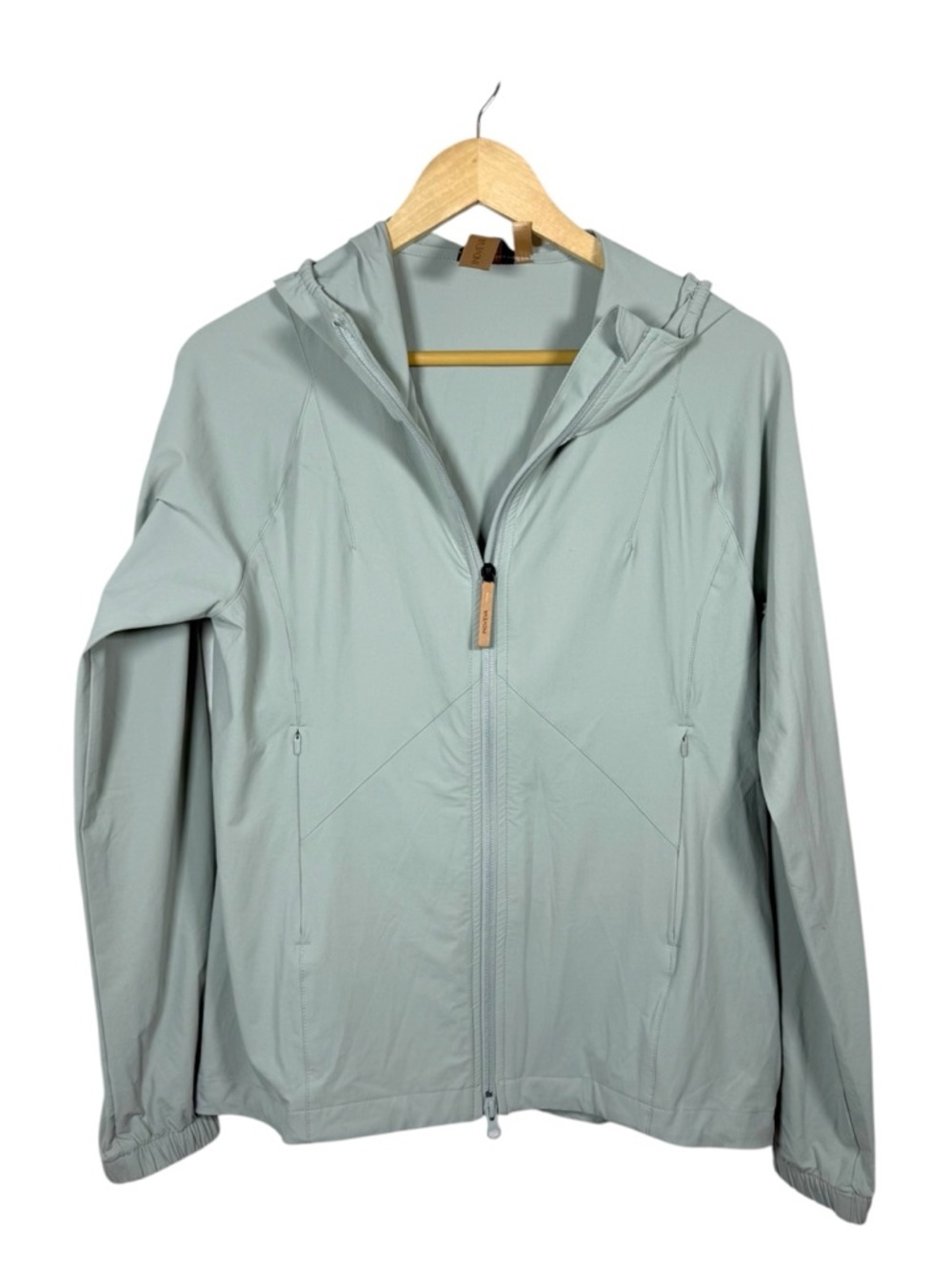 Indyeva Hooded Windbreaker Jacket Gray Lightweight Zip Pockets Size M